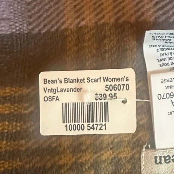 L.L. Bean Plaid Scarf in Brown and Purple - Picture 2 of 2